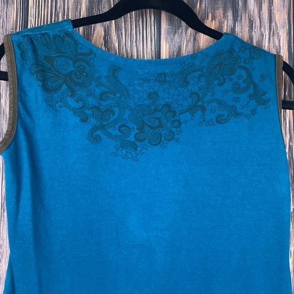 Fuchhi 💯 Cotton Blue Tunic With Zippers & Circular Print Details- Size Med - Picture 8 of 10